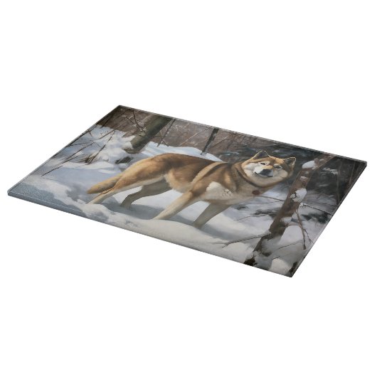 Akita Laat het sneeuwen Kerstmis Snijplank (Hoek)