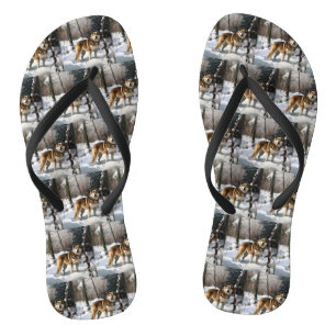Akita Laat het Sneeuwen Kerstmis Teenslippers