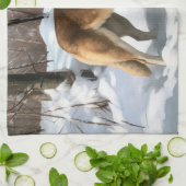 Akita Laat het sneeuwen Kerstmis Theedoek (Gevouwen)