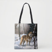 Akita Laat het Sneeuwen Kerstmis Tote Bag (Voorkant)
