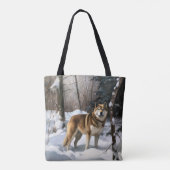 Akita Laat het Sneeuwen Kerstmis Tote Bag (Achterkant)
