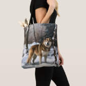 Akita Laat het Sneeuwen Kerstmis Tote Bag (Dichtbij)