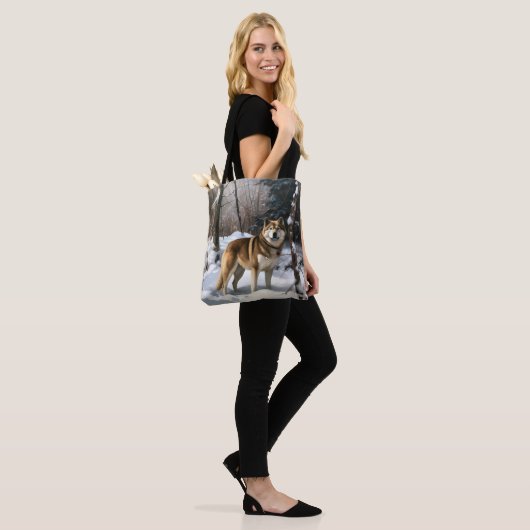 Akita Laat het Sneeuwen Kerstmis Tote Bag (Op model)