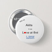 Akita Liefde bij Eerste Lick Button (Voorkant /achterkant)