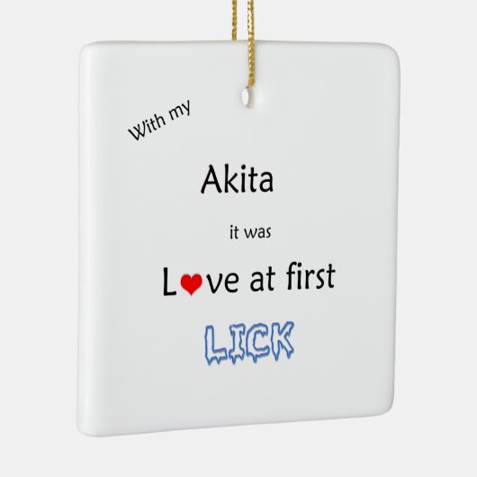 Akita Liefde bij Eerste Lick Keramisch Ornament (Rechts)