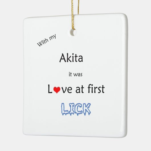 Akita Liefde bij Eerste Lick Keramisch Ornament (Links)