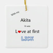Akita Liefde bij Eerste Lick Keramisch Ornament (Voorkant)