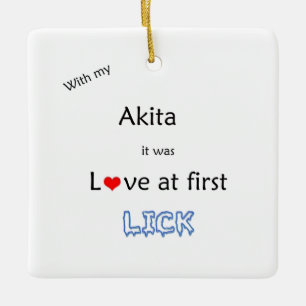 Akita Liefde bij Eerste Lick Keramisch Ornament