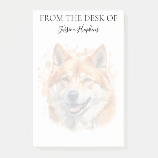 Akita Liefhebber Geborduurde Hond Post-it® Notes (Voorkant)