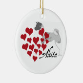 Akita Love Kerstversier Keramisch Ornament (Rechts)
