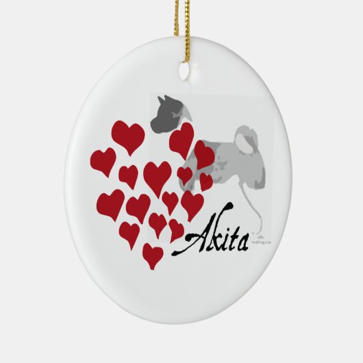 Akita Love Kerstversier Keramisch Ornament (Rechts)