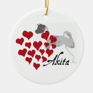 Akita Love Kerstversier Keramisch Ornament