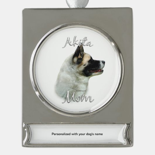 Akita Ma 2 Verzilverd Banner Ornament (Voorkant)