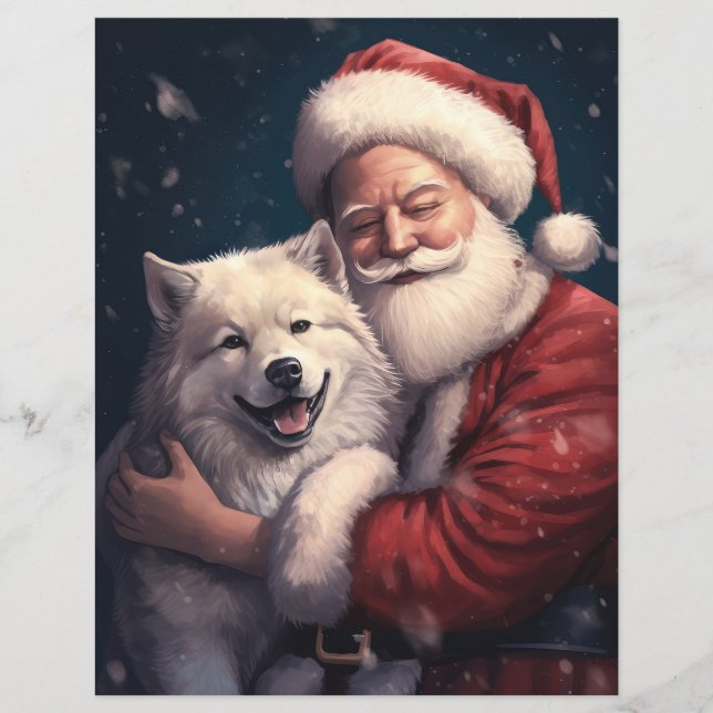 Akita met Kerstman Feestelijke Kerstmis (Voorkant)