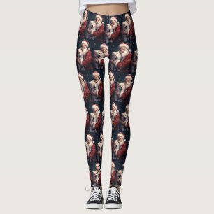 Akita met Kerstman Feestelijke Kerstmis Leggings