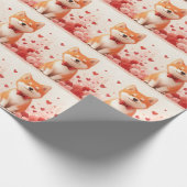 Akita met Rozen - Valentijnsdag Cadeaupapier (Hoek)