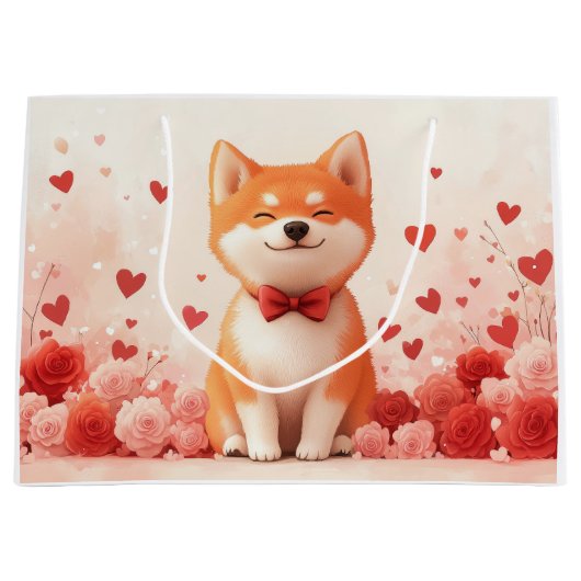 Akita met Rozen - Valentijnsdag Groot Cadeauzakje (Voorkant)