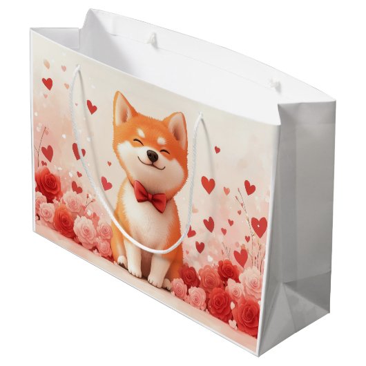 Akita met Rozen - Valentijnsdag Groot Cadeauzakje (Achterkant Gekanteld)