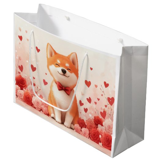 Akita met Rozen - Valentijnsdag Groot Cadeauzakje (Voorkant Gekanteld)