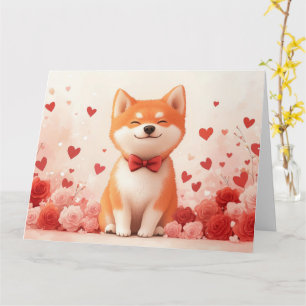 Akita met rozen - Valentijnsdag  Kaart