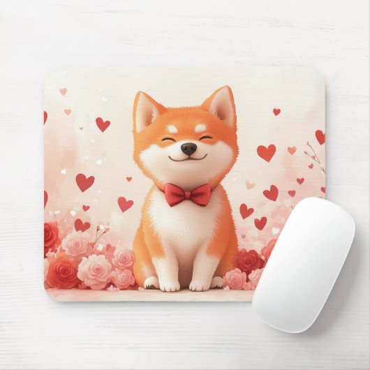 Akita met Rozen - Valentijnsdag  Muismat (Met muis)