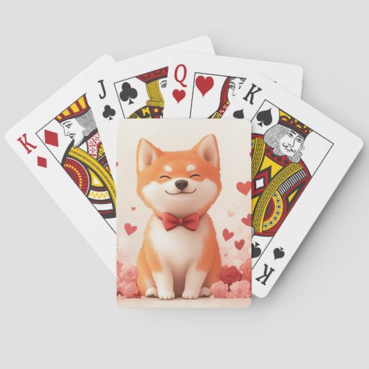 Akita met Rozen - Valentijnsdag Pokerkaarten (Achterkant)