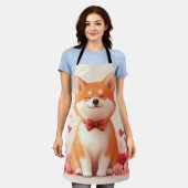 Akita met Rozen - Valentijnsdag Schort (Gedragen)