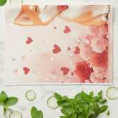 Akita met Rozen - Valentijnsdag Theedoek (Gevouwen)