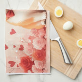 Akita met Rozen - Valentijnsdag Theedoek (Quarter Fold)