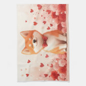 Akita met Rozen - Valentijnsdag Theedoek (Verticaal)