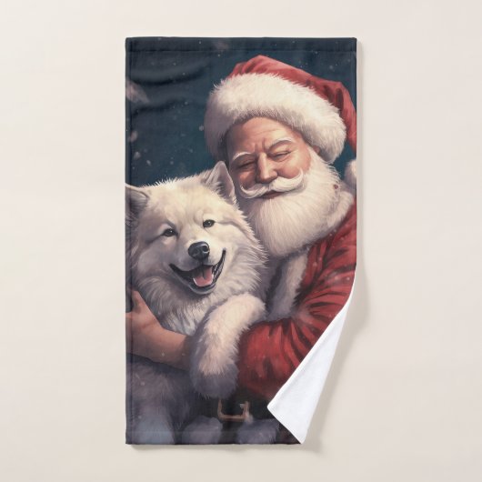 Akita met Sinterklaas Feestelijke Kerstmis Bad Handdoek (Handdoek)
