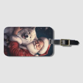 Akita met Sinterklaas Feestelijke Kerstmis Bagagelabel (Voorkant (horizontaal))