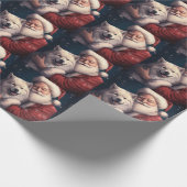 Akita met Sinterklaas Feestelijke Kerstmis Cadeaupapier (Hoek)