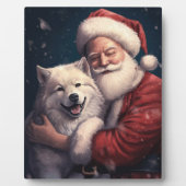 Akita met Sinterklaas Feestelijke Kerstmis Fotoplaat (Voorkant)