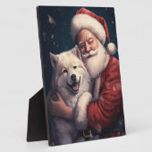 Akita met Sinterklaas Feestelijke Kerstmis Fotoplaat (Zijkant)