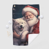 Akita met Sinterklaas Feestelijke Kerstmis Golfhanddoek (Insitu)