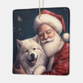 Akita met Sinterklaas Feestelijke Kerstmis Keramisch Ornament (Links)