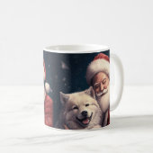 Akita met Sinterklaas Feestelijke Kerstmis Koffiemok (Voorkant rechts)