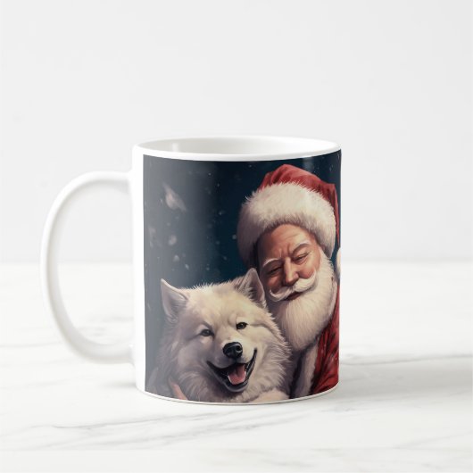 Akita met Sinterklaas Feestelijke Kerstmis Koffiemok (Links)