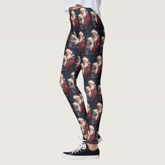 Akita met Sinterklaas Feestelijke Kerstmis Leggings (Links)