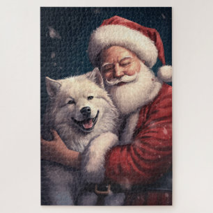 Akita met Sinterklaas Feestelijke Kerstmis Legpuzzel