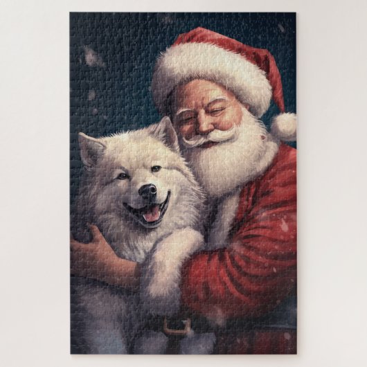Akita met Sinterklaas Feestelijke Kerstmis Legpuzzel (Verticaal)