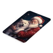 Akita met Sinterklaas Feestelijke Kerstmis Magneet (Linkerzijde)