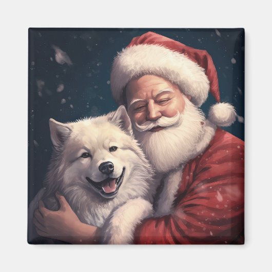 Akita met Sinterklaas Feestelijke Kerstmis Magneet (Voorkant)