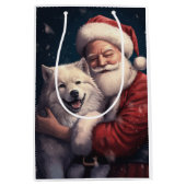 Akita met Sinterklaas Feestelijke Kerstmis Medium Cadeauzakje (Voorkant)