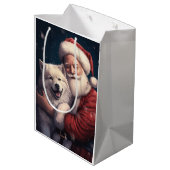 Akita met Sinterklaas Feestelijke Kerstmis Medium Cadeauzakje (Achterkant Gekanteld)