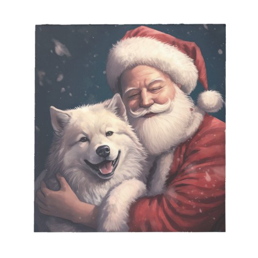 Akita met Sinterklaas Feestelijke Kerstmis Notitieblok (Voorkant)