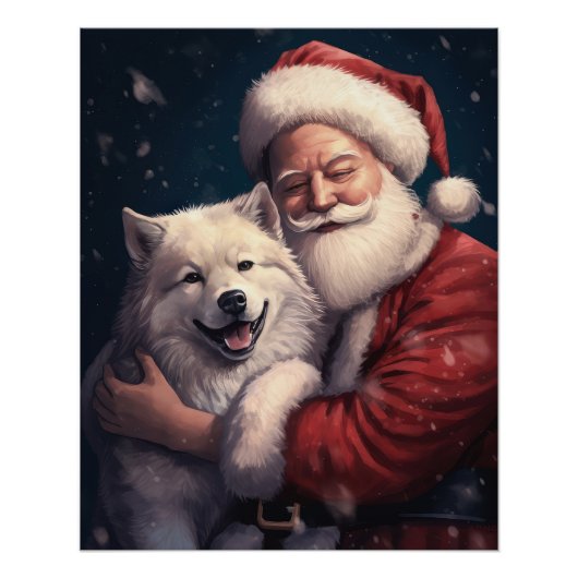 Akita met Sinterklaas Feestelijke Kerstmis Perfect Poster (Voorkant)