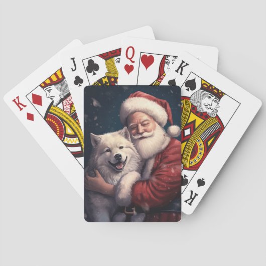 Akita met Sinterklaas Feestelijke Kerstmis Pokerkaarten (Achterkant)