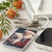 Akita met Sinterklaas Feestelijke Kerstmis Sleutelhanger (Voorkant Rechts)